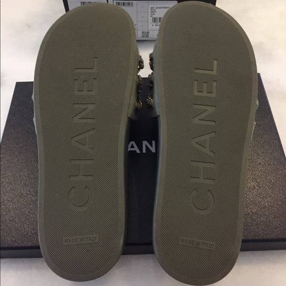 HP 10/5✨ Chanel Tropicana Slides Khaki Size 40/10 - Picture 4 of 8